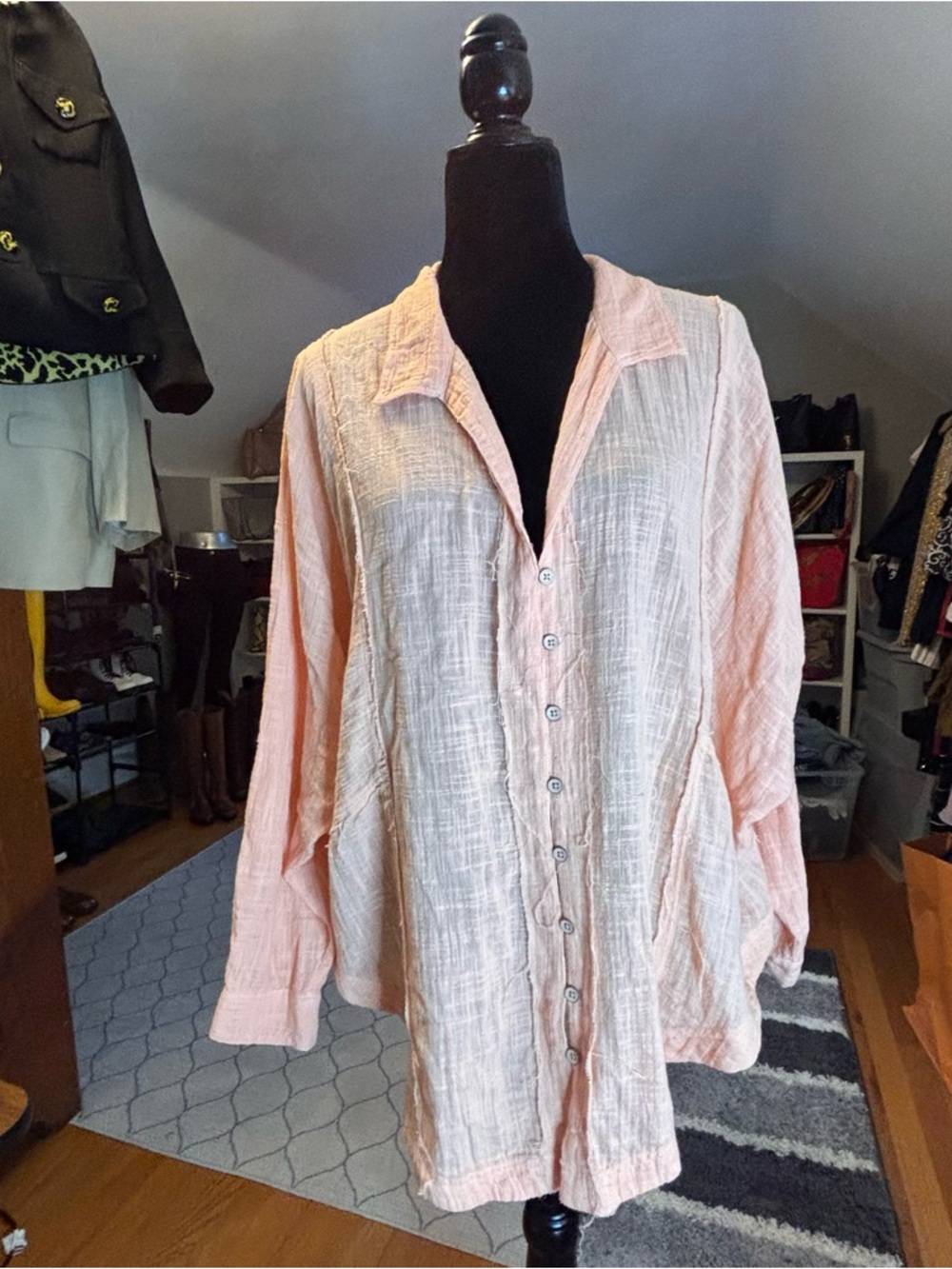 FREE PEOPLE One And Only Buttondown Top Dolman Oversized We The Free Tunic Sz S - Picture 6 of 9